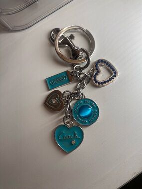 Coach Turquoise and Blue Heart Charm Keyring